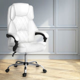 Artiss Executive Office Chair Leather Recliner White OCHAIR-G-1051-WH