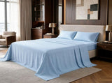 Microfiber Sheet Set 4 Piece Light Blue White Deep Pocket Bed Sheets Soft Breathable Easy Care V63-957871