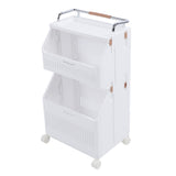 Rolling Storage Cart Multifunction Utility Rolling Storage Organizer Folding Laundry Basket with 4 V1294-YM0901-3117240250911
