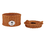 Tissue Box Cover Rattan Cute Bear Brown with Lid Easy Access Round Easy Maintenance Versatile Holder V1294-YM0710-3115230115711