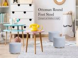 2X Fabric Ottoman Round Wooden Leg Foot Stool - LIGHT BLUE V274-FT-GQST01-LBU2