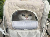 White cat backpack carrier, pet travel carrier, breathable cat backpack, stylish cat carrier, cat V1106-135-GRA-45887