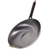 10.5 Inch Iron Wok Pan with Wooden Handle, Black Multifunctional Frying, Cooking, and Grilling Pan V1370-AZ4-19929