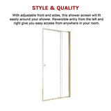 Adjustable Semi Frameless Shower Screen x 195cm Australian Safety Glass V63-828741
