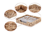 2PCS Bathroom Disposable Towel Holder Long Seagrass Woven Rattan Wicker Table Hand Towel Basket ,L V1192-AZ-W-23136