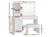 Artiss Dressing Table Set Stool 10 Led Bulbs White Dylan FURNI-L-DRESS05-LED-WH-AB