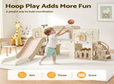 Keezi Kids Slide Set Toddler Indoor Playset With Drawing Board Beige KPS-SLIDE-BOARD-BE