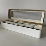 Luxury transparent-lid watch box with 6 fabric-lined compartments, portable and shockproof design, V1106-SBSNH003