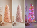 Christabelle 1.8m 6ft Pink Fairy Floss Christmas Tree Pre Lit RGB LED Flocked Slim Artificial I 112_WFLPF6