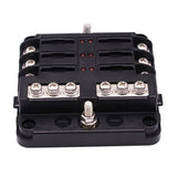 6X 6-Way Waterproof Fuse Block,with LED Indicator 12 Circuits with Negative Marine Fuse Box for DC V1366-AZ2-W-14489