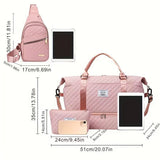 Womens 3-Piece Travel Bag Set Large Duffel, Crossbody Backpack & Toiletry Pouch for Gym, V1107-CS-LXZMBSJTF