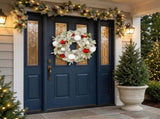 Christabelle 61cm Snowy Elegance Christmas Wreath Pre Lit Warm White LED Red Baubles Berries Fr 112_SENSE61