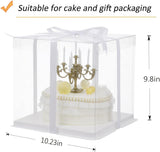 10 inch Clear cake Box, Large Transparent cake Box,tall cake boxes with Ribbon,10x10x9inch V1258-DP02-WO-1010