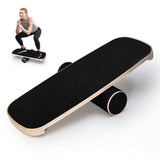 Wooden Balance Board Non-Slip Roller Board Home Fitness Balance Trainer Improves Core Stability for V985-WOBBLEBOARD