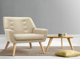 Artiss Armchair Linen Fabric Anne Beige UPHO-B-ARM04-BG