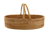 Rattan Woven Basket Portable Handheld Oval Wicker Fruit Flowers Basket for Home Outdoor Picnic V1294-YM0901-210329DY05-2