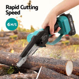 Giantz 6" Mini Cordless Electric Chainsaw Rechargeable Wood Cutter CSAW-20V-6IN-BL