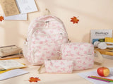 Bow Backpack For Women,3pcs Set Coquette Aesthetic Nylon Rucksack Casual Cute Back Pack With Bow V1192-AZ-W-24033