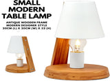 32cm Wooden Base Modern Desk Table Lamp Light Metal Shade Designer - White V563-75138