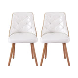 1 Set of 2 Artiss Dining Chairs White PU DINC-TW-2004-PU-WHX2