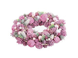 Advent wreathe pink multicolour plastic foam 34 x 34 x 8.5cm V1263-JX-1658