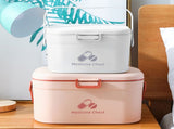Medicine Box Pill Storage Case Sewing Tin Container PP 2 Layer Portable for Home Office Pink V1294-YM0716-3117220102412