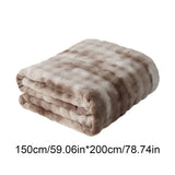 Ruched Luxury Faux Fur Throw Blanket black Tie-dye Rabbit Fur Blanket for Couch, Living Room, Fuzzy, V1369-AZ3-W-20482