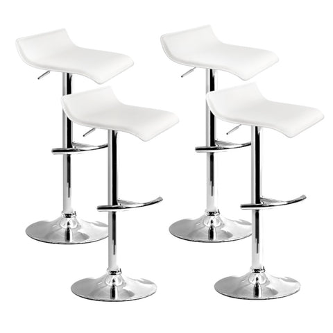 Artiss 4x Bar Stools Adjustable Gas Lift Chairs White BA-TW-NEWT706-WH-X4