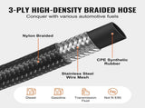 10AN Fuel Line Kit, 3.05 m Fuel Hose Kit, 1.4 cm Nylon Stainless Steel Braided Fuel Line V952-QCYYRYRG7G200XFFSV0