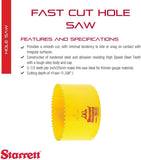 Starrett Fast Cut Straight Pitch Bi-Metal Hole Saw, 76 mm Diameter, Yellow V1202-V1-SRTFCH0300