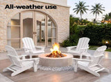 Gardeon Folding Sun Lounger Adirondack Chair Outdoor Lounge Setting HDPE Recliner Footrest White FF-BEACH-HEFD-OTTO-WH