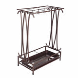 Umbrella Storage Rack Iron with Drip Tray 10 Holes 8 Hooks Umbrella Rack Stand for Home Hotel Lobby V1294-YM0716-3117220148213