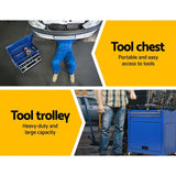 Giantz 7 Drawer Tool Box Cabinet Chest Trolley Toolbox Garage Storage Blue TB-7D-BL