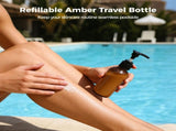 15PCS Glass Pump Bottles, 4oz Refillable Amber Travel Bottles Set with Press Pumps, Refillable Glass V1369-AZ3-W-08794