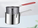 Stainless Steel Deep Fryer Pan Durable Portable Mini Long Handle Fryer Pan with Strainer for Home V1294-YM0901-3118230225111