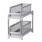 2 Tier Under Sink Organizer Pull Out Cabin Shelf Sliding Storage Bask for Bathroom Kitchen Pantry V1370-AZ4-09456