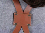 Denim Bib Apron Leather Strap Baker Bartender BBQ Chef Work Cook Uniform A V1294-YM0722-JY01877-02