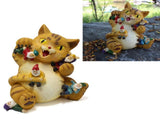 Cat Figurine Exquisite Details Texture Bright Colors Durable Resin Yellow Cat Statue for Garden V1294-YM0703-3111230019211