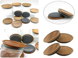 4 Pack 92mm Wide Mouth Acacia Wooden Mason Jar Lids with Food Grade Silicone Sealing Rings, Airtight V1369-AZ3-W-14662