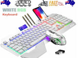 104 Keys Wireless Gaming Keyboard Mouse SetMouse Pad, RGB LED Backlit PC/Laptop White-RGB V201-W11043639