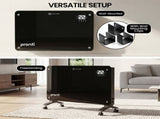 Pronti Glass Panel Convection Heater with Remote Control LED Display Black HEA-GPL-E20-BK