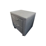 Bedside Table 2 drawers Night Stand Upholstery Fabric Storage in Light Grey Colour V43-BST-MEGALG