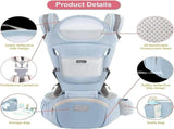 Blue 6 in 1 Adjustable Baby Carrier with Hip Seat in Light Green for Newborns and Toddlers V178-59272