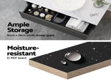 Cefito Vanity Unit 900mm Bathroom Cabinet Storage Wall Hung Grooved Timber Black BV-CA-TIR1-900-BK-ABC