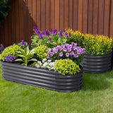 2x Green Fingers Raised Garden Bed 160X80X42cm Oval Planter Box Raised Container Galvanised GARDEN-OVAL-1608042X2