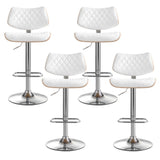Artiss 4x Bar Stools Kitchen Dining Chairs Gas Lift Stool Wooden Leather White BA-TW-8095-WHX4