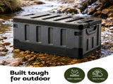 Gardeon Collapsible Outdoor Storage Box 60L Stackable Folding Camping Organizer Black OSB-60L-STR-BK