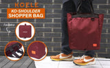 Shopper Bag Tote Bag Foldable Travel Laptop Grocery Nylon KO-SHOULDER WINE V274-GM-KOEBAG-SUDER-WINE