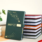 2027 Hardcover Daily Planner Textured Faux Leather Cover, Smooth Eye-Friendly Thick Paper, Gift Box V1232-JSBLH-003