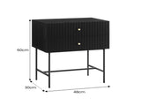 Sarantino Arden Fluted 2-Drawer Bedside Table Night Stand - Black TBL-17F-2TZ-BK